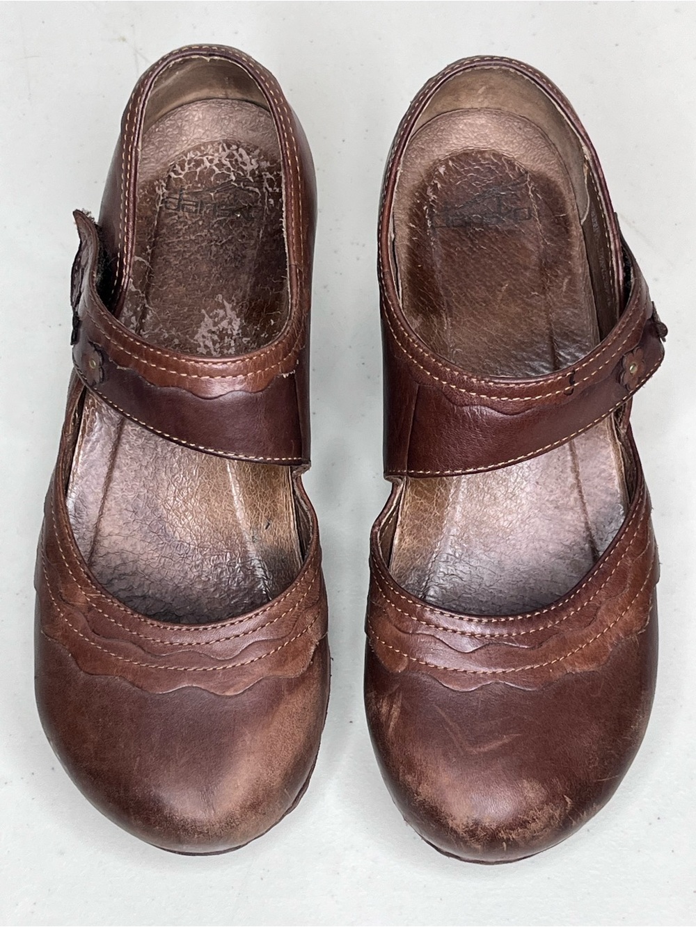 Dansko Harlow Sz 38 Leather Boho Floral Mary Jane Clogs - Picture 5 of 14